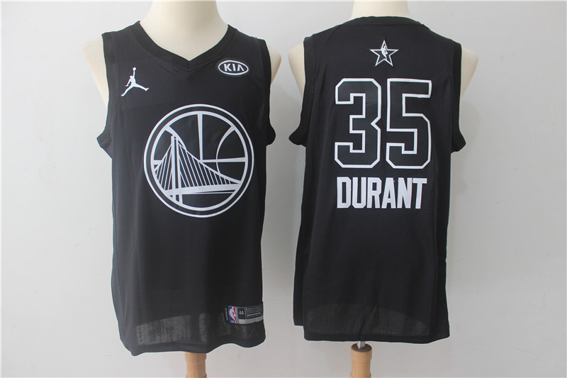 Men Golden State Warriors #35 Durant Black 2108 All Stars NBA Jerseys